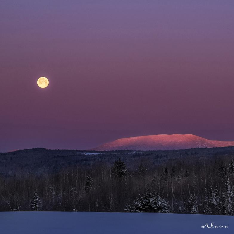 Moon over Saddleback Mt photography by Alana Ranney of Alana's Fine Art Photography